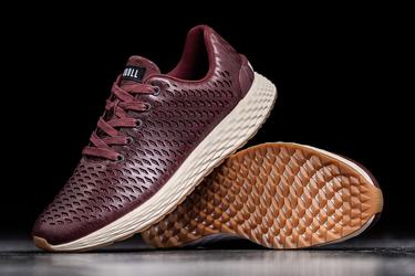 Nobull Leather Runner Men's Running Shoes Burgundy | Australia (HJ3194)